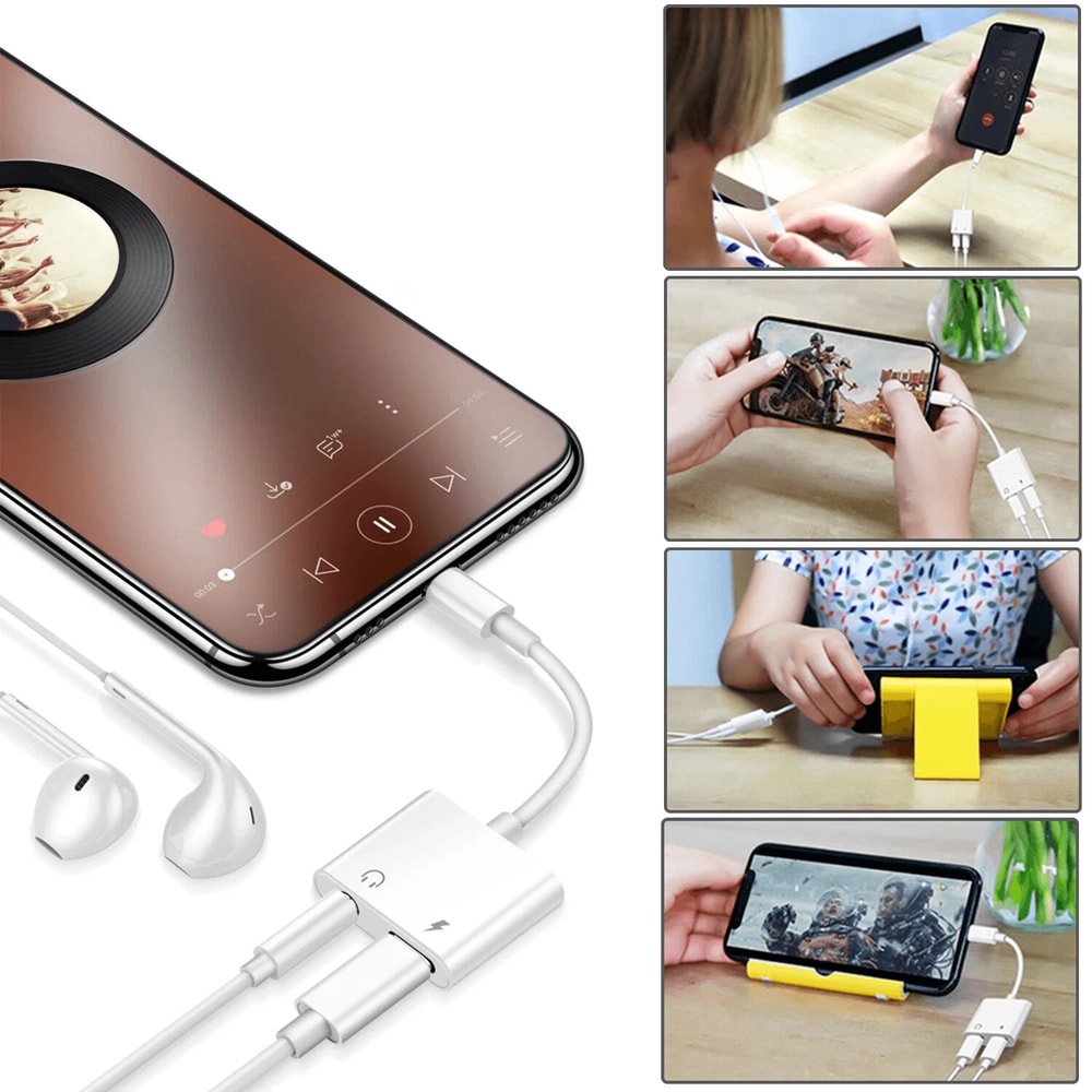 IPhone Headphone Charger Adapter Lightning To Splitter 8