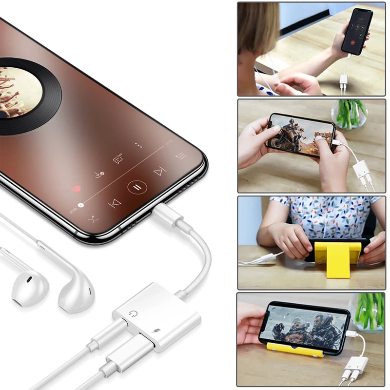 IPhone Headphone Charger Adapter Lightning To Splitter 8