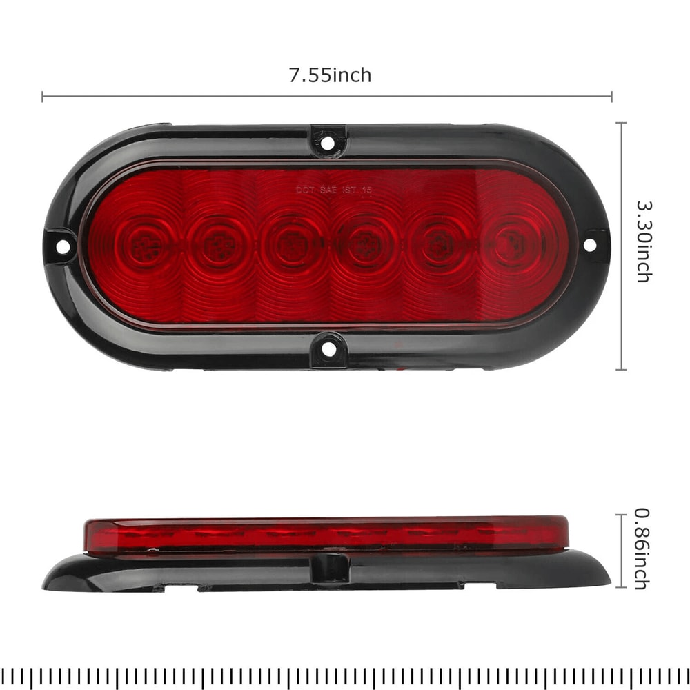Oval LED Trailer Tail Lights Waterproof Red Stop Turn Brake Lights 7