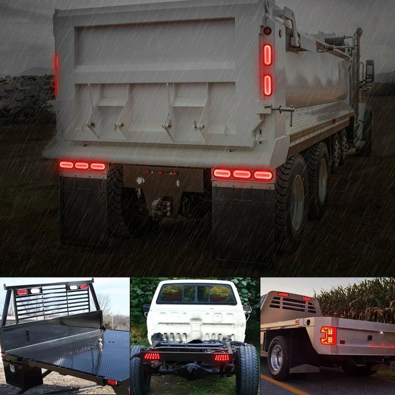 Oval LED Trailer Tail Lights Waterproof Red Stop Turn Brake Lights 1