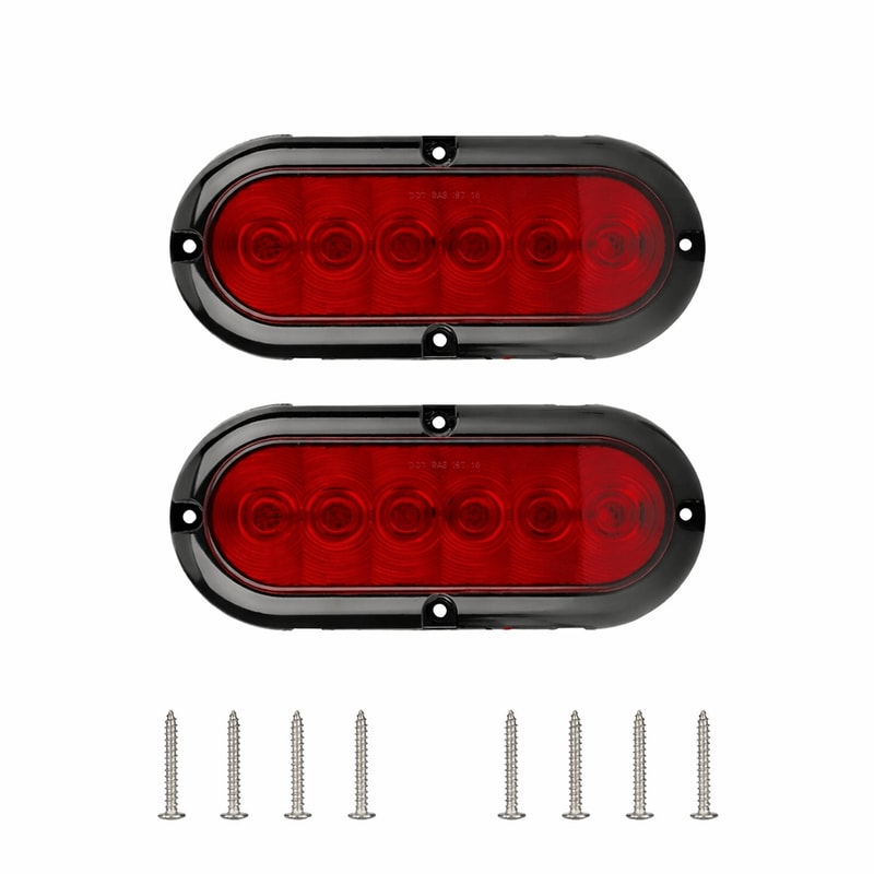 Oval LED Trailer Tail Lights Waterproof Red Stop Turn Brake Lights 0
