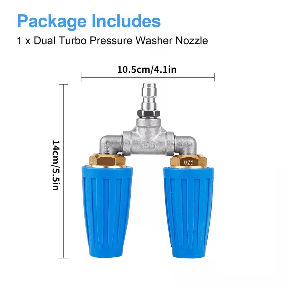 Dual Turbo Pressure Washer Nozzle Quick Connect Rotating Spray Tip 3