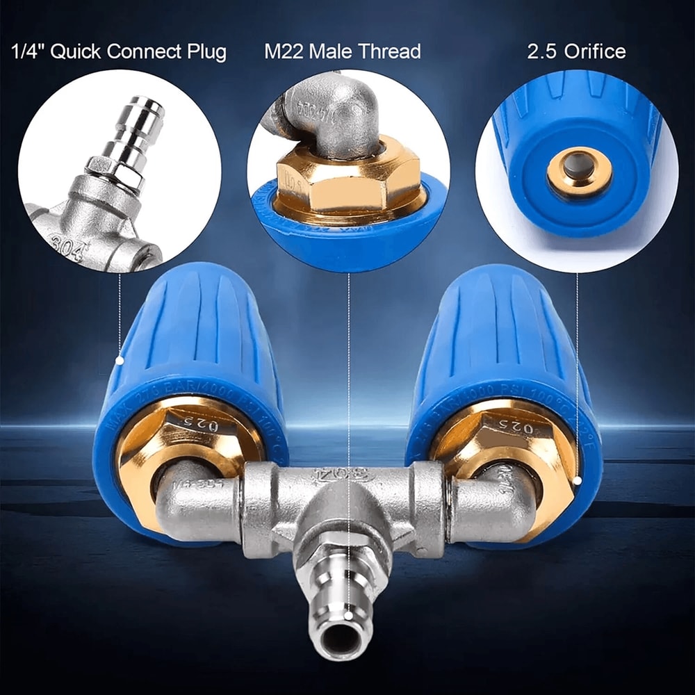 Dual Turbo Pressure Washer Nozzle Quick Connect Rotating Spray Tip 8