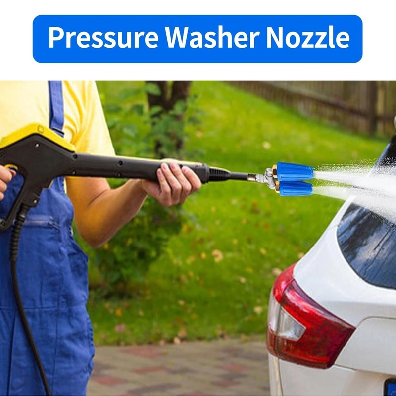 Dual Turbo Pressure Washer Nozzle Quick Connect Rotating Spray Tip 1