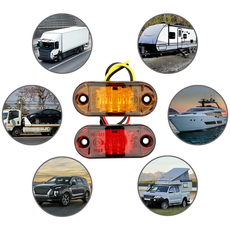 LED Marker Lights Set For Trailer RV Truck Oval Clearance Lights 5