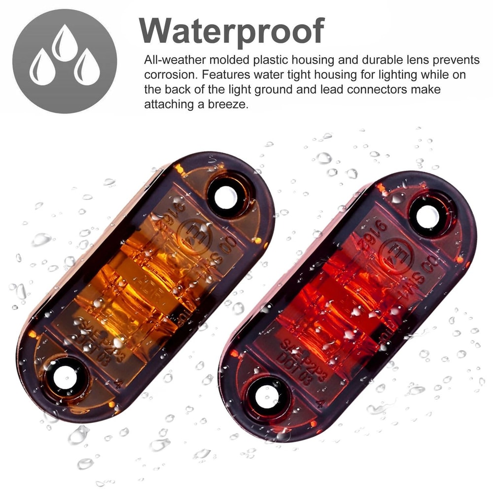 LED Marker Lights Set For Trailer RV Truck Oval Clearance Lights 6