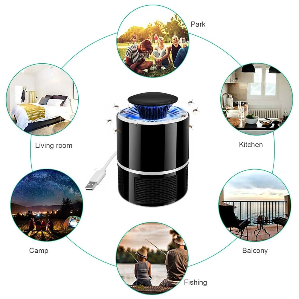 USB Mosquito Killer Lamp Indoor Outdoor UV Bug Zapper Silent Fly Trap Light 3