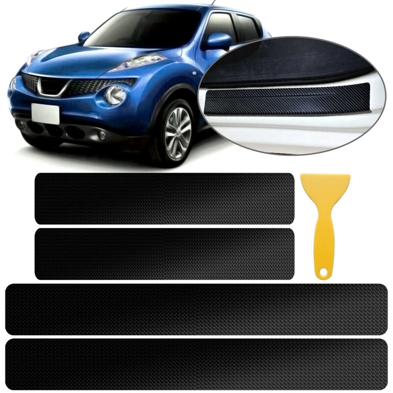 Carbon Fiber Car Door Sill Protector Set Anti Scratch Scuff Plate Stickers 0