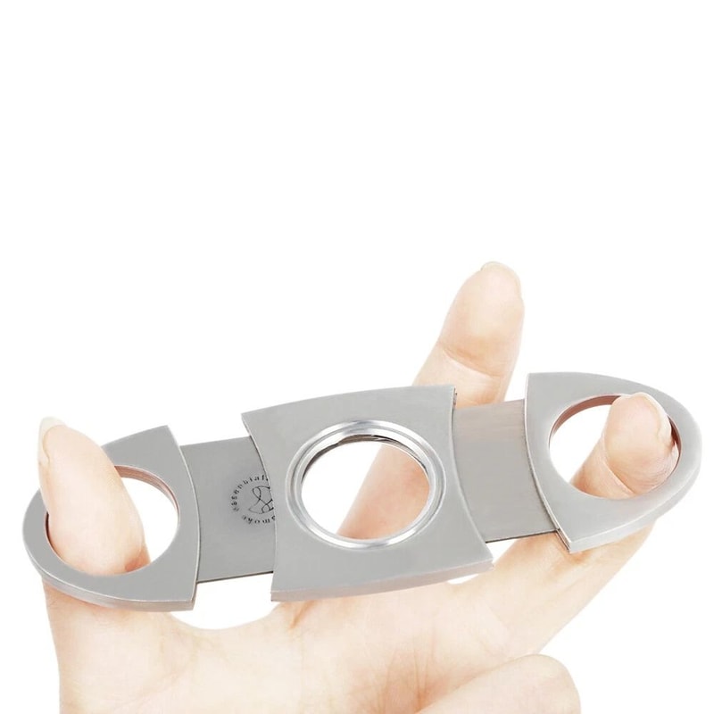 2Piece Pocket Cigar Cutter Set Stainless Steel Double Blade Cigar Scissors 5