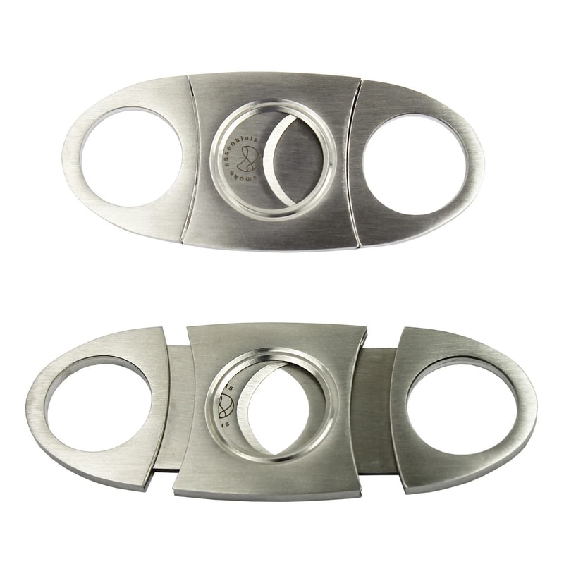 2Piece Pocket Cigar Cutter Set Stainless Steel Double Blade Cigar Scissors 0