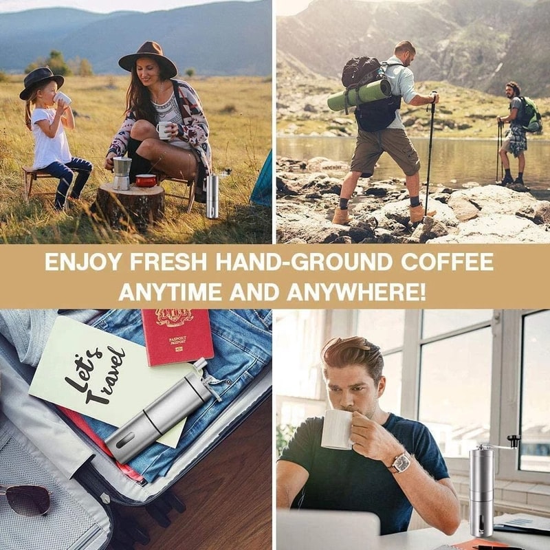 Portable Manual Coffee Grinder With Ceramic Burr Stainless Steel Hand Coffee Mill 2