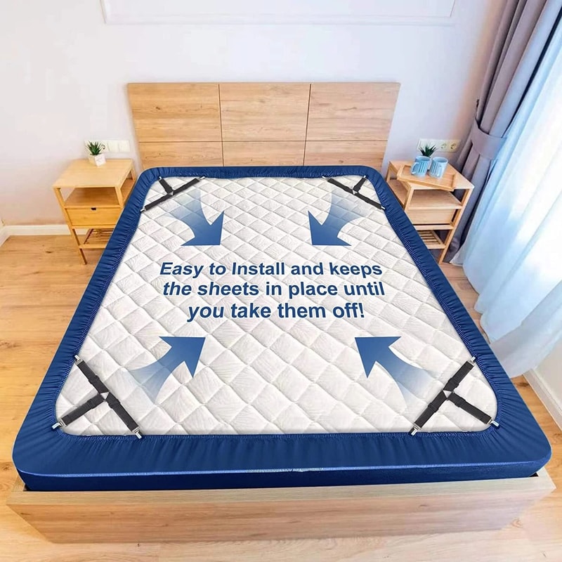 Adjustable Bed Sheet Fasteners With Elastic Clips Set Of Non Slip Sheet Holder Straps 5