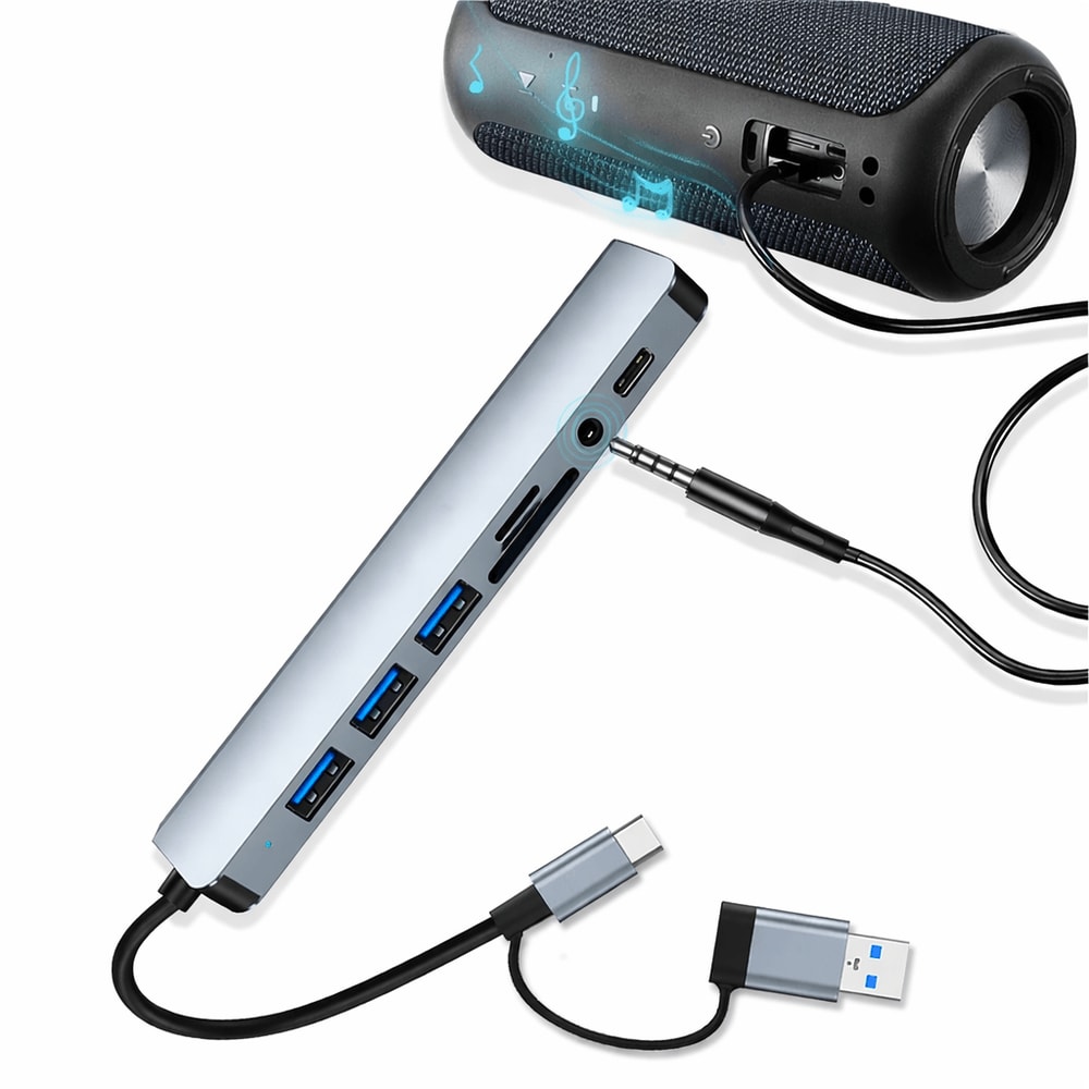 Port USB Hub With SD TF Card Reader Powered Splitter For Laptop PC IPad 0