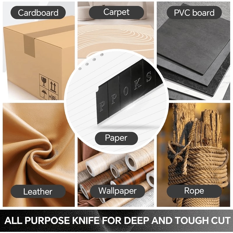 Heavy Duty Box Cutter Retractable Utility Knife Adjustable Rust Resistant Handle 7