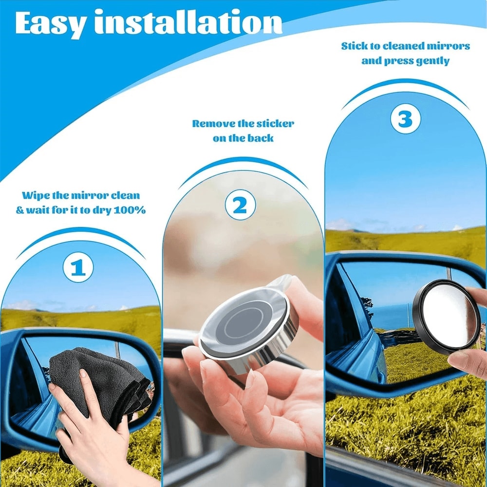 Wide Angle Blind Spot Mirror Set Universal Car Side Mirror Safety Upgrade 1