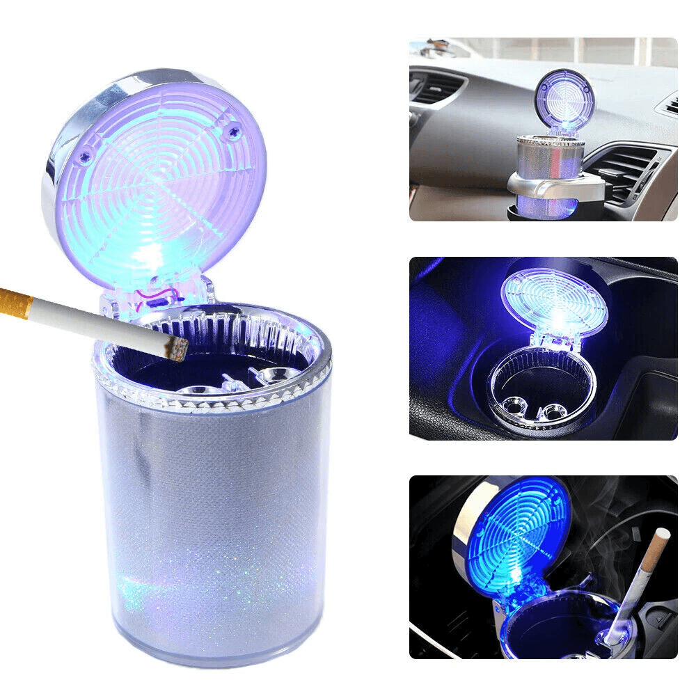 Car LED Ashtray Smokeless Car Ashtray With Blue Light LED Cigarette Holder Cup 4