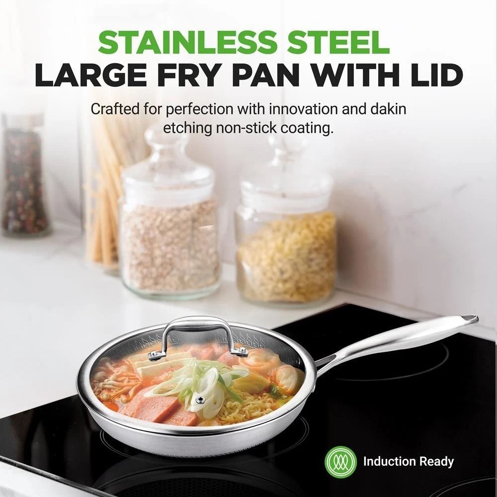 Non Stick Frying Pan With Lid Heat Resistant PFOAPFOS 6