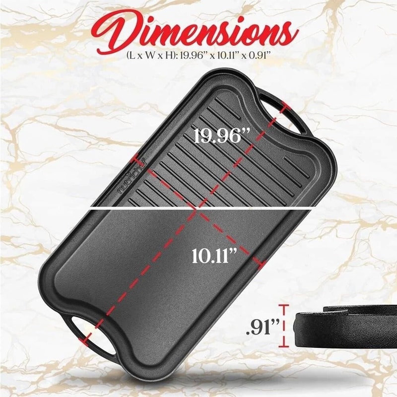 Reversible Cast Iron Griddle Grill Pan Non Stick Flat Surface For Induction Electric Gas Stoves 5