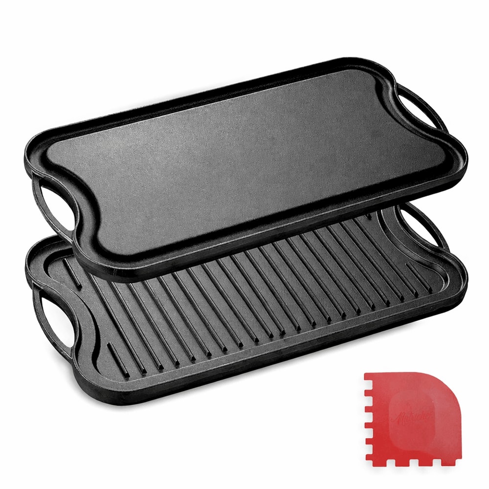 Reversible Cast Iron Griddle Grill Pan Non Stick Flat Surface For Induction Electric Gas Stoves 0