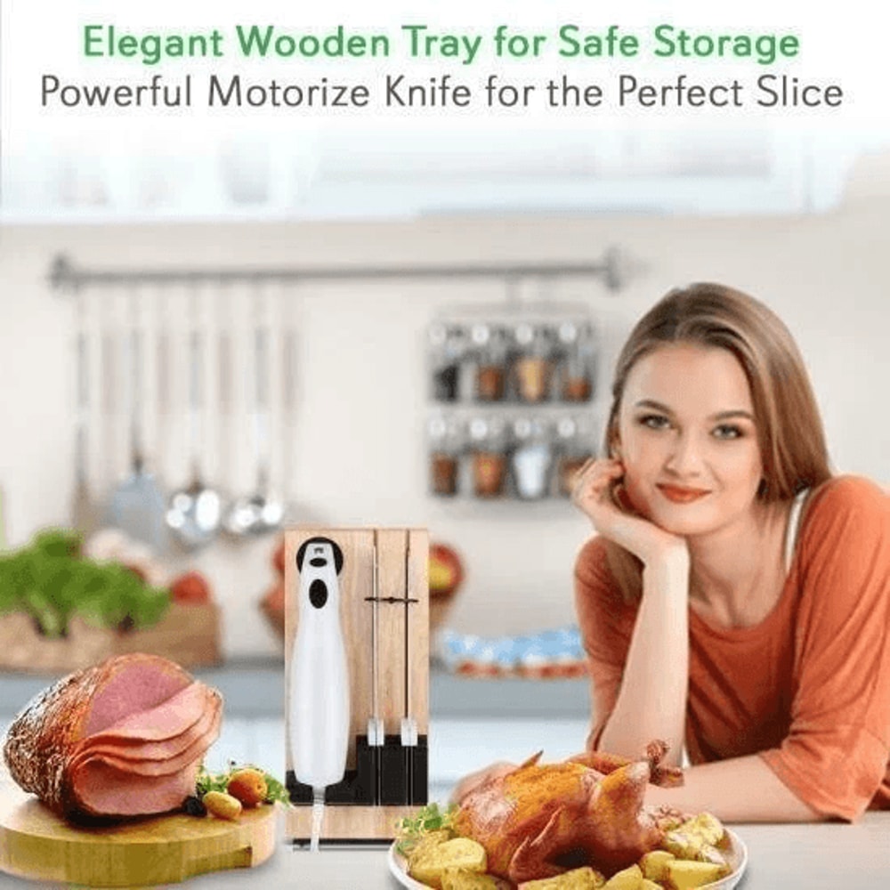 Nutrichef Electric Knife Set Portable Cutter For Meat Bread With Safety Lock 4