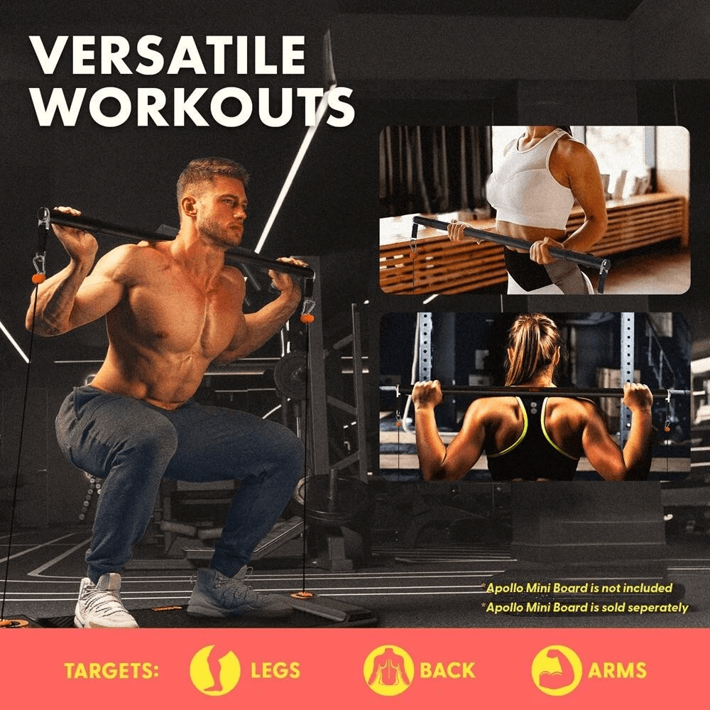 Apollo Board Mini Fitness Board With Resistance Bar Attachment Compact Gym Trainer For Home Workout