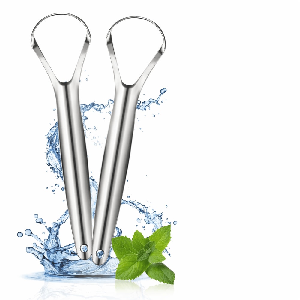 TOPOKO Stainless Steel Tongue Scraper For Adults 2 Pack Reusable Tongue Cleaner 0