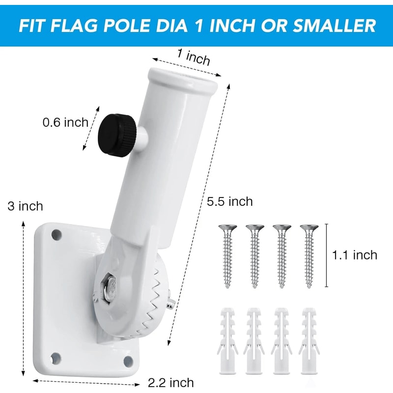 Adjustable Aluminum Flag Pole Bracket For Outside House Multi Position Holder 3