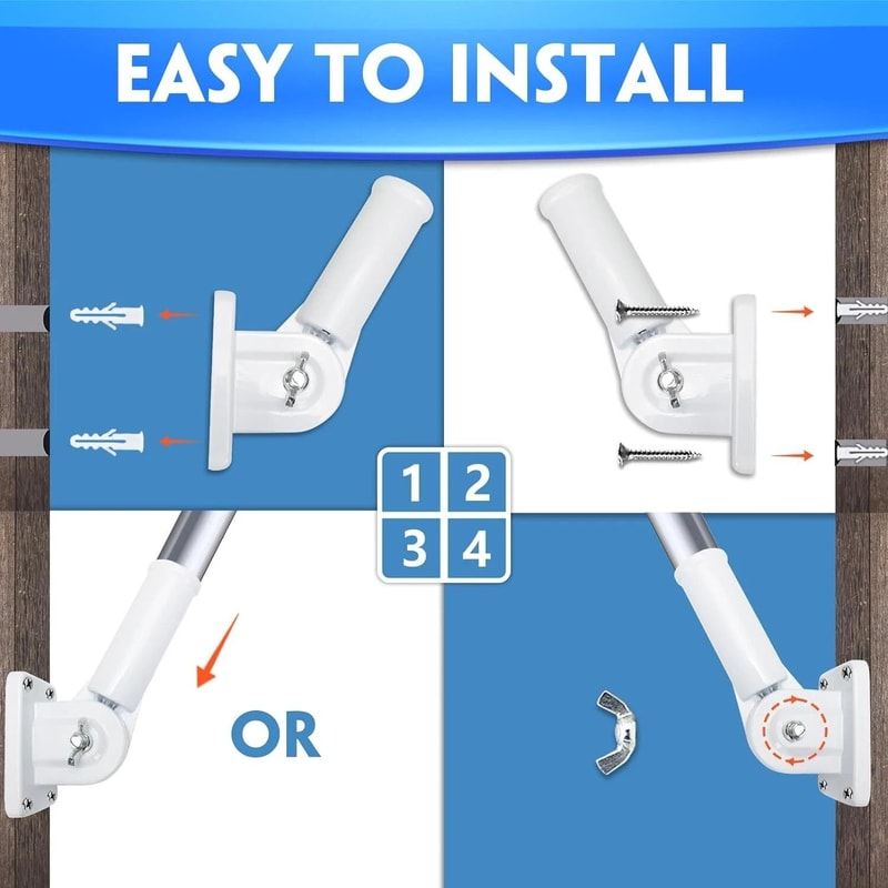 Adjustable Aluminum Flag Pole Bracket For Outside House Multi Position Holder 1