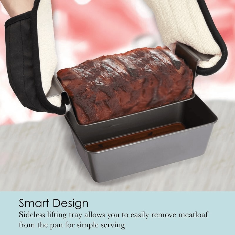 Metallic Meatloaf Pan With Insert Nonstick Healthy Loaf Pan 2