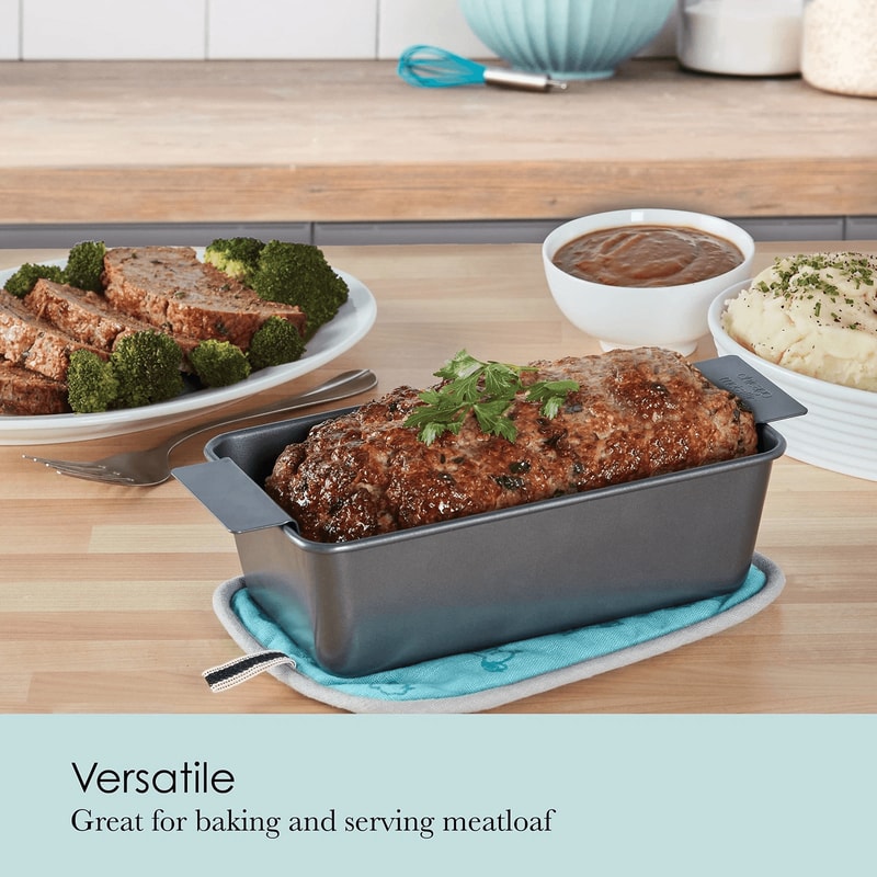 Metallic Meatloaf Pan With Insert Nonstick Healthy Loaf Pan 3