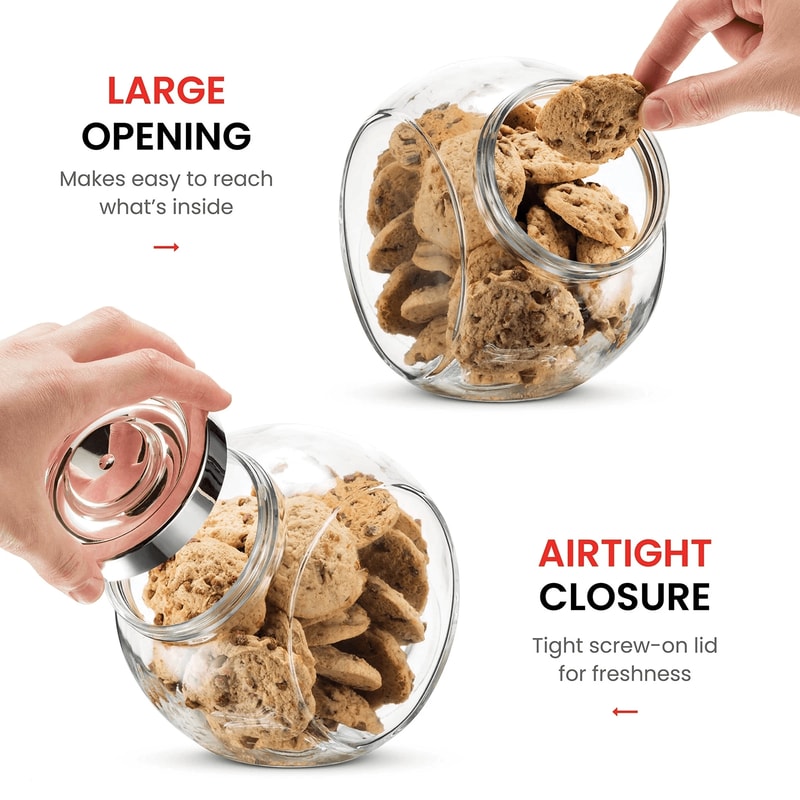 Airtight Glass Jar With Metal Lid Cookie Candy Pantry Canister 3