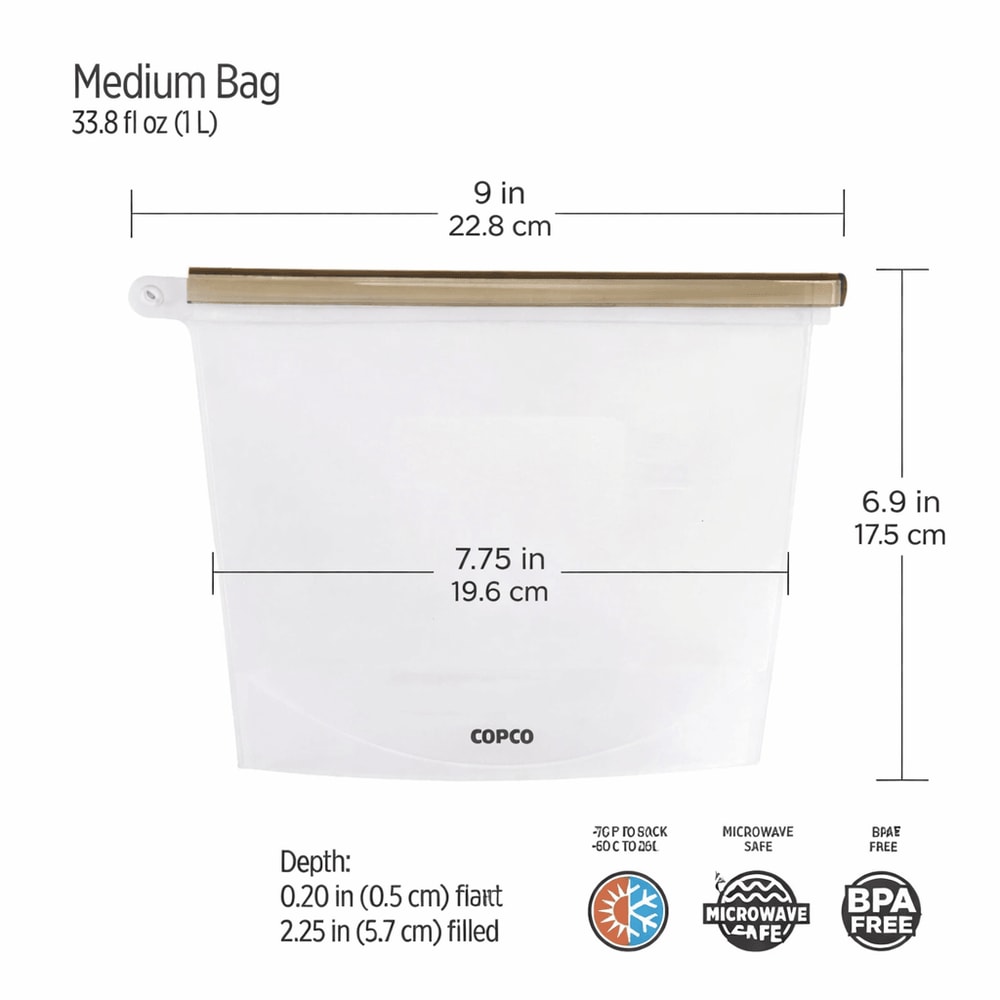 Reusable Silicone Food Storage Bag Medium Leakproof Dishwasher Safe 2