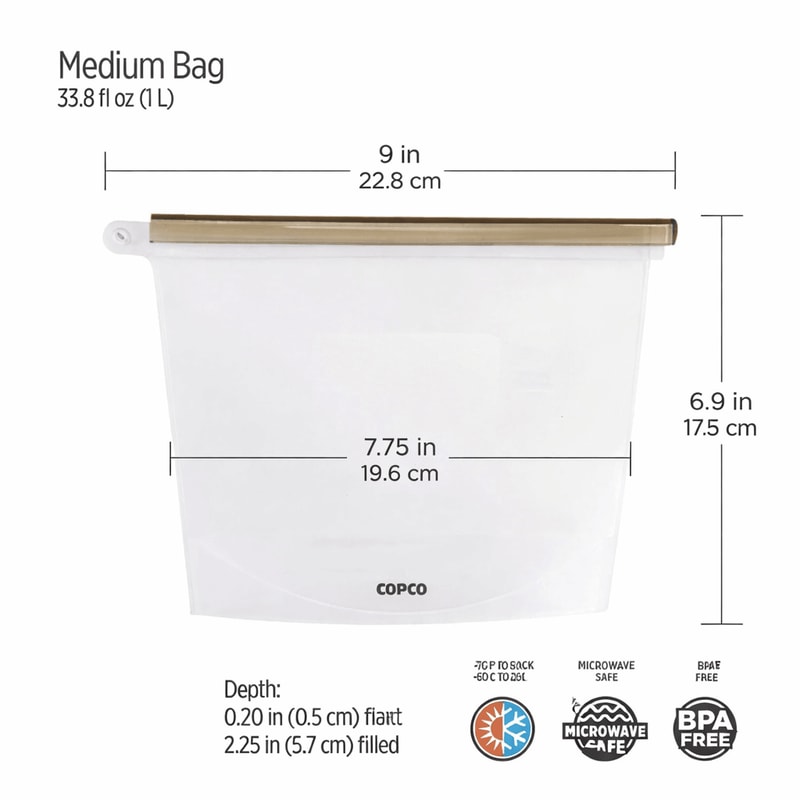 Reusable Silicone Food Storage Bag Medium Leakproof Dishwasher Safe 2