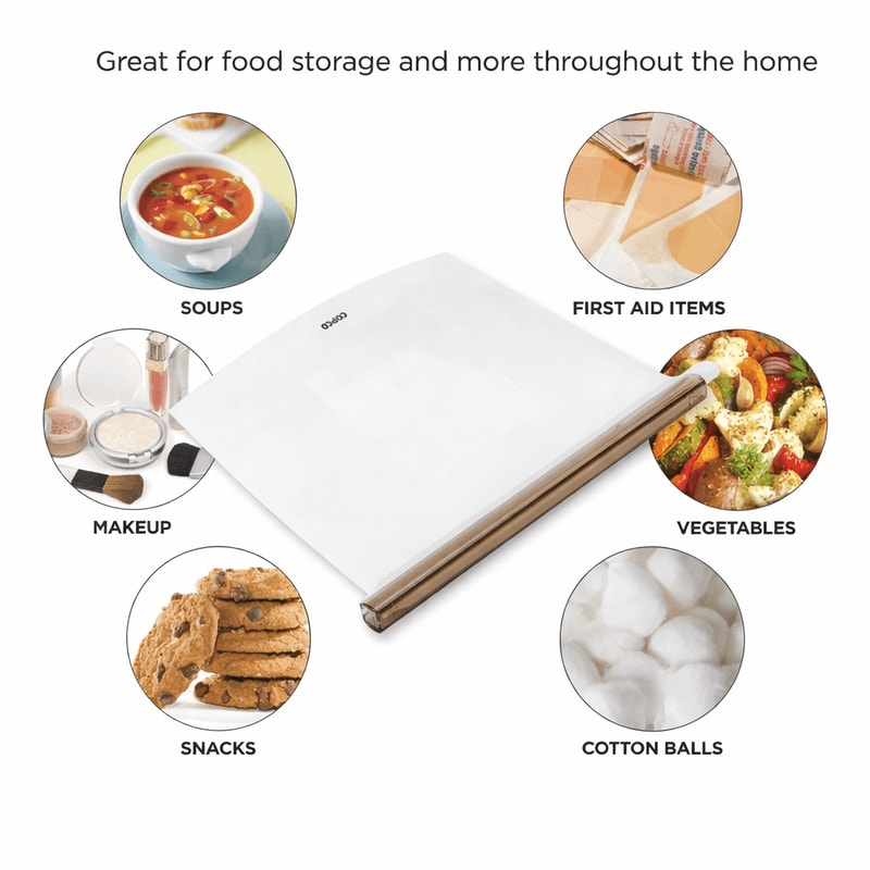 Reusable Silicone Food Storage Bag Medium Leakproof Dishwasher Safe 3