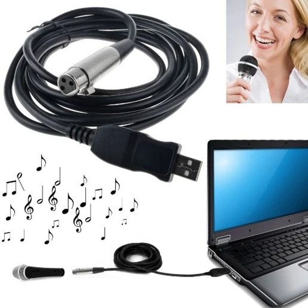 USB To XLR Female Microphone Cable Plug And Play USB Mic Link Adapter 1
