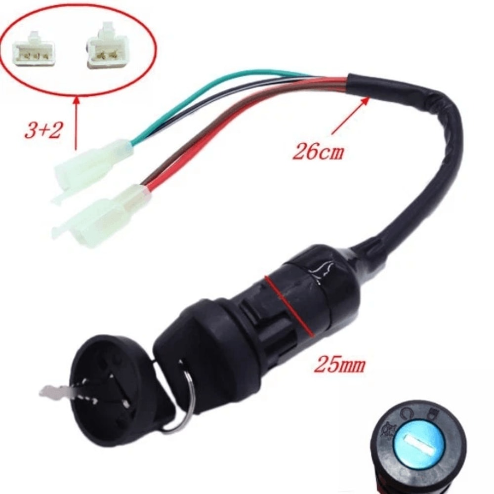 Wire Ignition Switch Door Lock For Electric Scooter Beach Buggy With Hook Plug Start 4