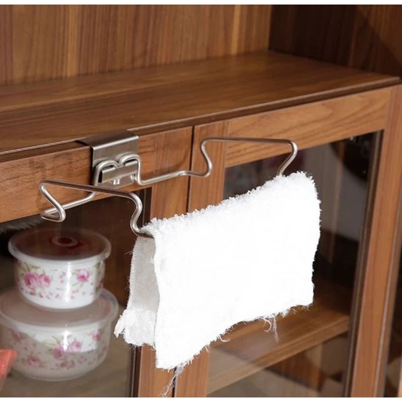 Over Cabinet Door Trash Bag Holder Metal Hanging Kitchen Garbage Bag Rack 0