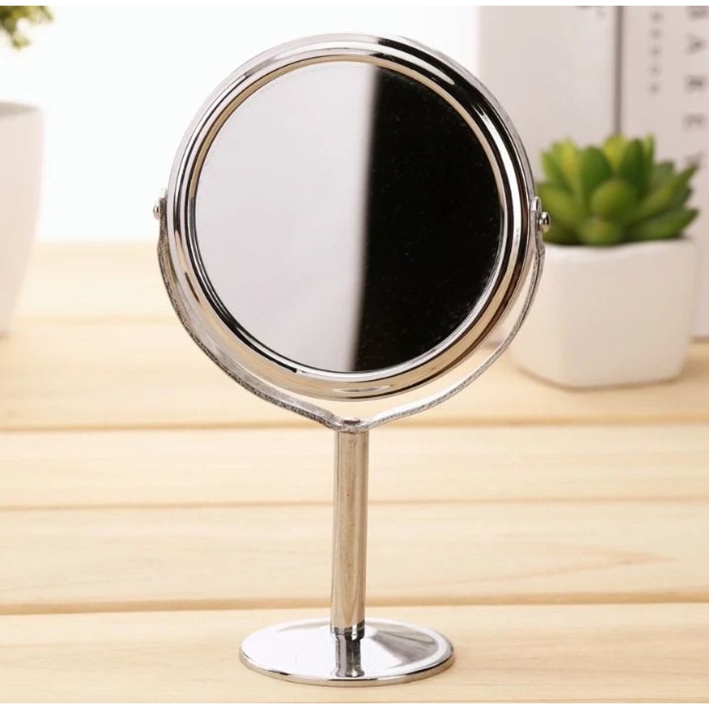 Double Sided Makeup Mirror With Magnification Rotating Round Vanity Mirror 0