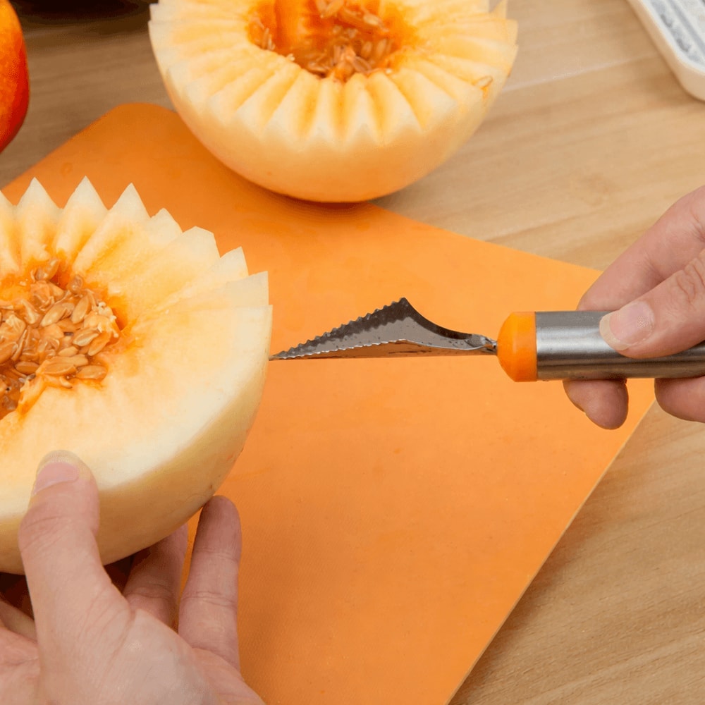 Dual Function Stainless Steel Melon Baller Fruit Carving Tool For Effortless Scooping 2