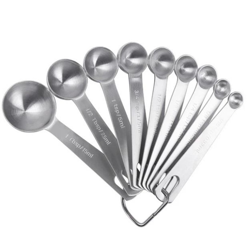 Stainless Steel Measuring Spoon Set Round Baking And Kitchen Measuring Tools 3