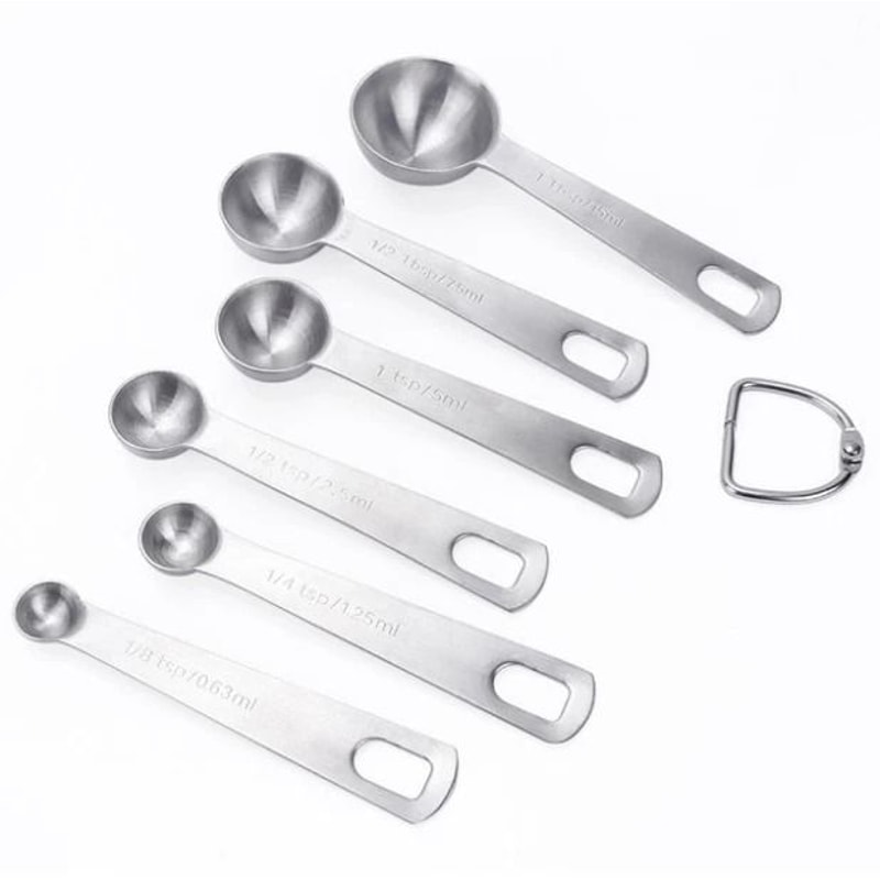 Stainless Steel Measuring Spoon Set Round Baking And Kitchen Measuring Tools 2