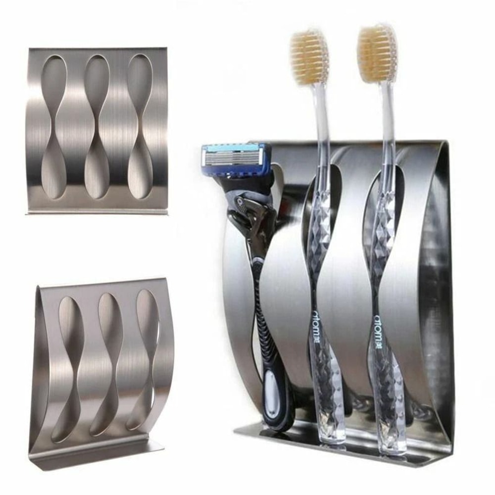 Stainless Steel Wall Mounted Toothbrush Holder With Bathroom Organizer 1