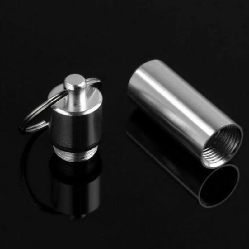 Waterproof Pill Holder Keychain Stainless Steel Pill Case Travel Container 1