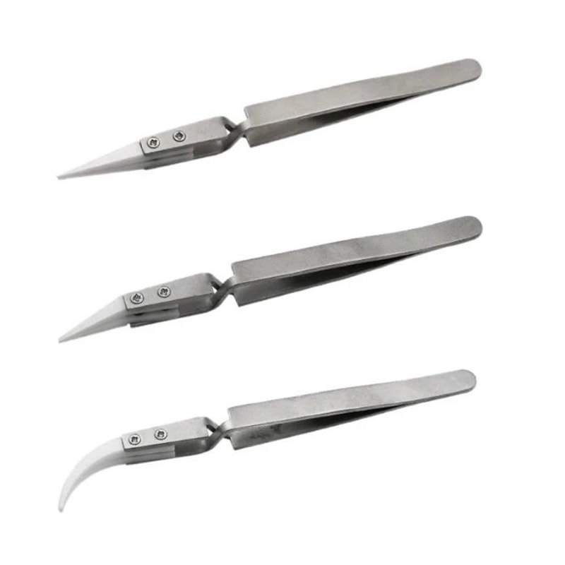 Ceramic Tip Precision Tweezers Set For Electronics Repair And Soldering 0