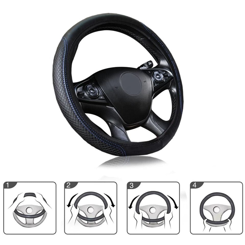 Leather Car Steering Wheel Cover For Improved Grip Comfort 3