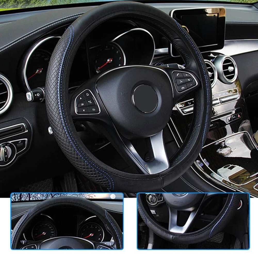 Leather Car Steering Wheel Cover For Improved Grip Comfort 2
