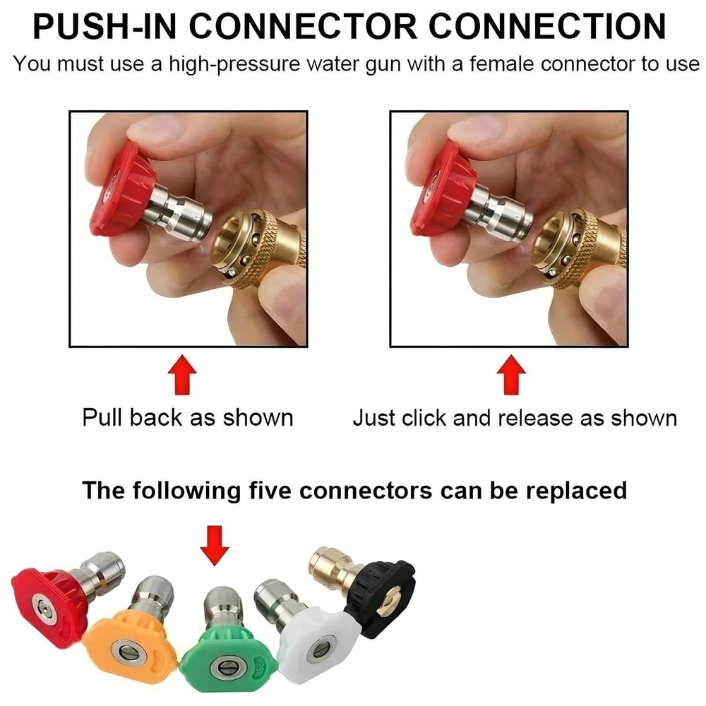 Pressure Washer Spray Nozzle Set Quick Connect High Power Tips Premium Power Wash Attachments 7