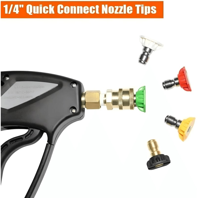 Pressure Washer Spray Nozzle Set Quick Connect High Power Tips Premium Power Wash Attachments 4