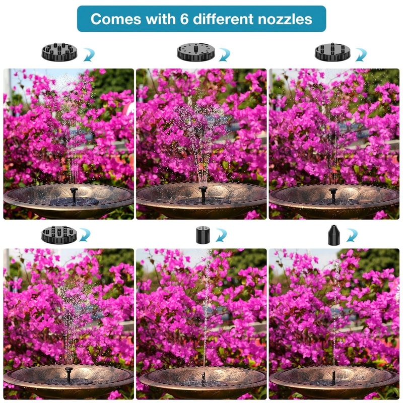 Solar Fountain Pump For Bird Bath Solar Power Nozzles 3