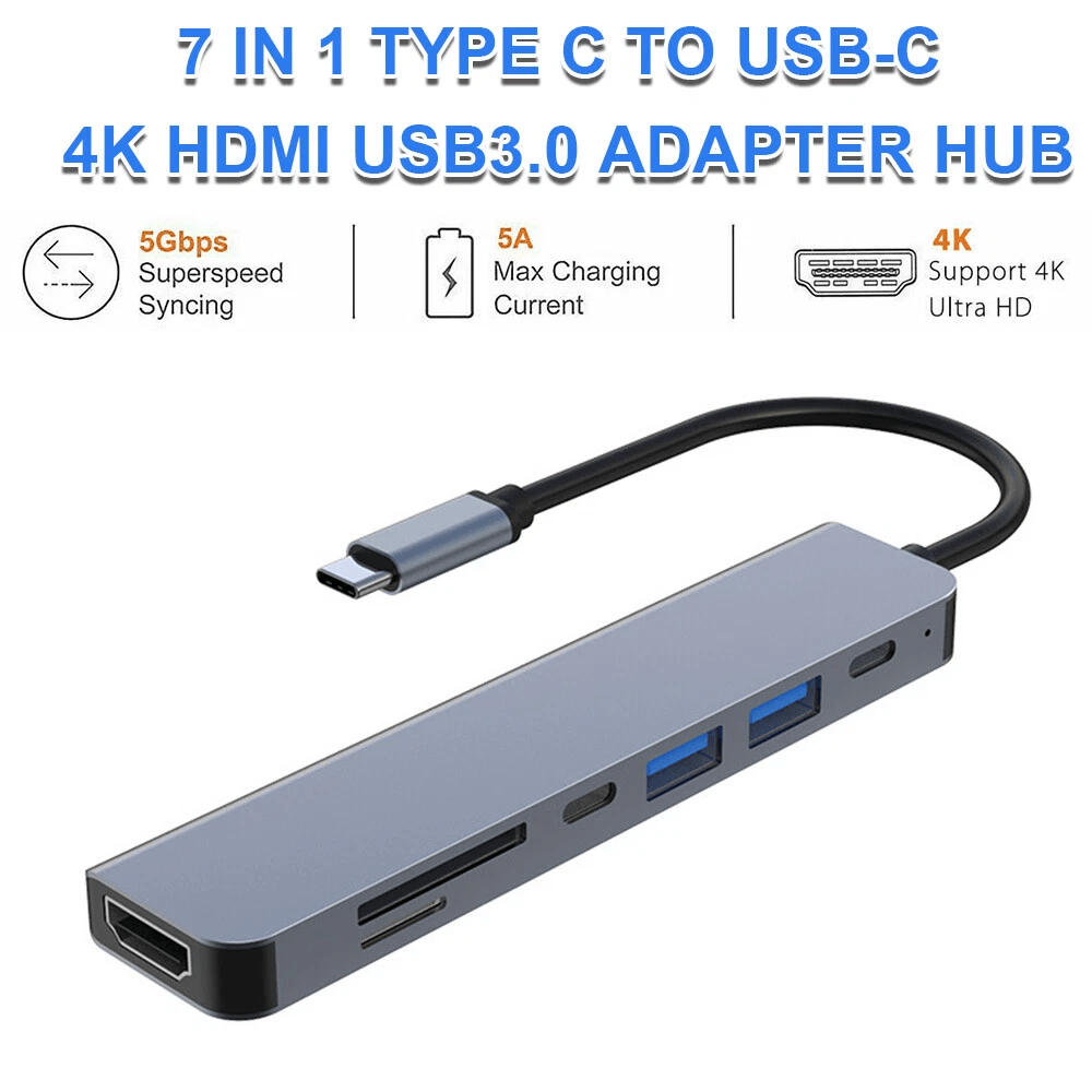 USB C Hub Adapter For Laptops Multiport Type C Connectivity 5